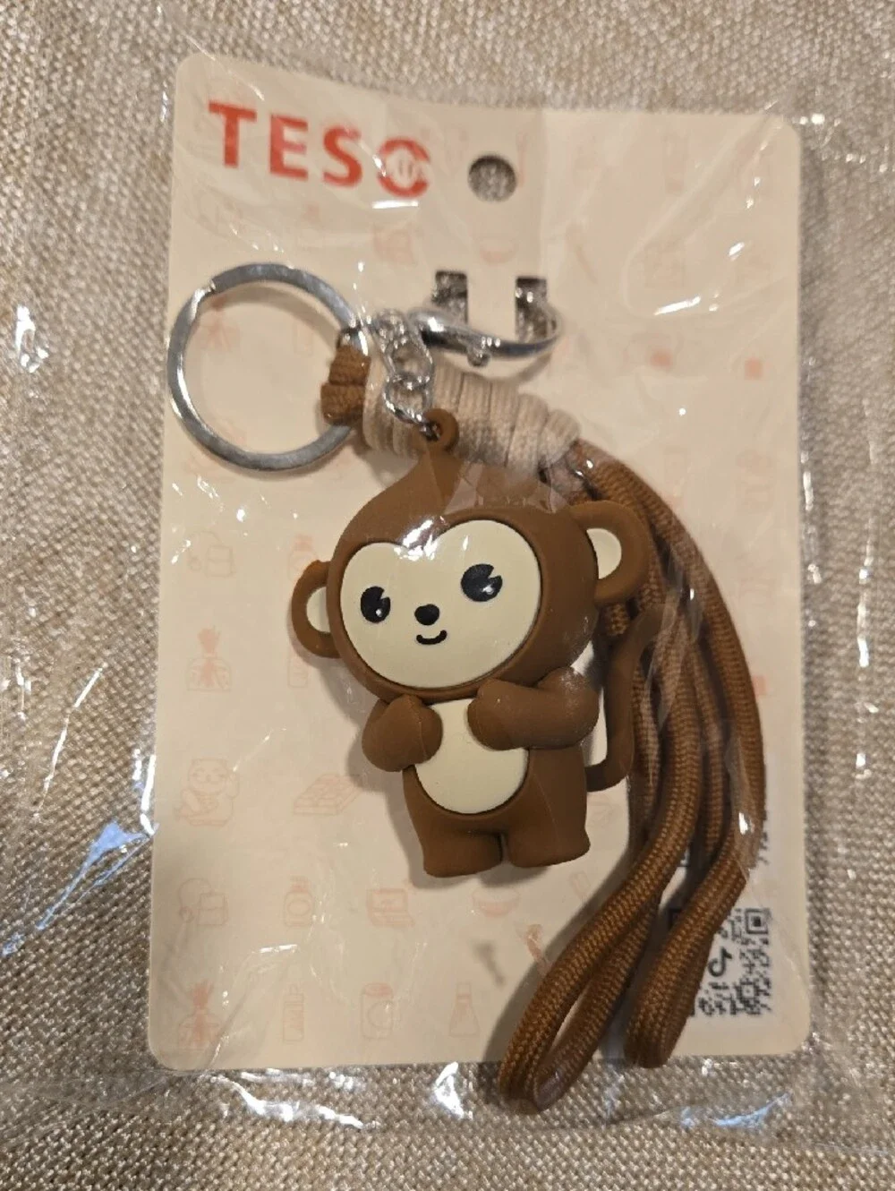 TESO Life Monkey PVC Rubber w/Corded Tassel Bag Charm/Key Chain NIB 6.5